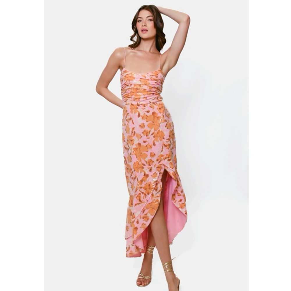 Floral Pink and Orange Women's Dress